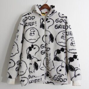 Lazy Oaf x Peanuts Snoopy Good Grief Full Zip Teddy Fleece Jacket Unisex Small